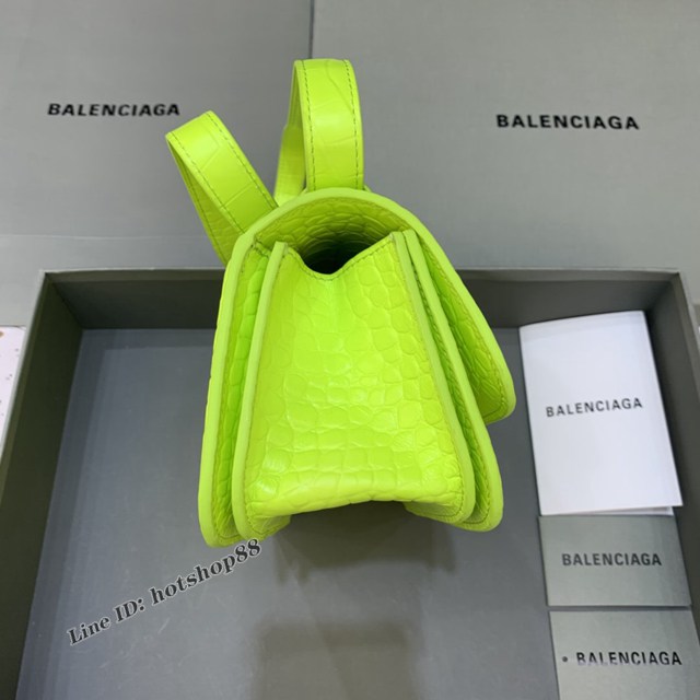 Balenciaga專櫃爆款大號鱷魚螢光綠肩背包 巴黎世家新款Gossip bag斜挎包 fyj1307